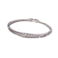 Tibetan Style Bangle, Heart, plated, fashion jewelry & for woman & with rhinestone, more colors for choice, nickel, lead & cadmium free, 60x50mm, Sold By PC