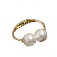 Tibetan Style Bangle, with Plastic Pearl, Round, KC gold color plated, fashion jewelry & for woman, white, nickel, lead & cadmium free, 60x50mm, Sold By PC