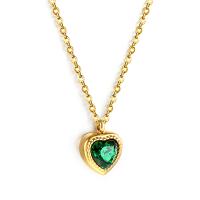 Stainless Steel Jewelry Necklace 304 Stainless Steel with 1.97inch extender chain Heart Vacuum Ion Plating fashion jewelry & for woman & with rhinestone Sold Per Approx 15.75 Inch Strand