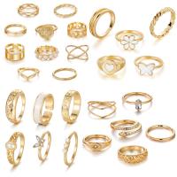Cink Alloy Ring Set, Cink ötvözet, divat ékszerek & különböző stílusokat a választás & a nő, aranysárga, nikkel, ólom és kadmium mentes, Által értékesített Set