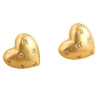 Brass Stud Earring Heart gold color plated fashion jewelry & micro pave cubic zirconia & for woman nickel lead & cadmium free Sold By Pair