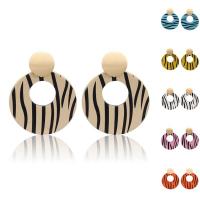 Earring Jewelry PU Leather with Zinc Alloy Donut gold color plated for woman & hollow Sold By Pair
