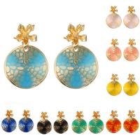 Zinklegierung Ohrringe, mit Kunststoff Perlen, goldfarben plattiert, verschiedene Stile für Wahl & für Frau & Emaille, keine, frei von Nickel, Blei & Kadmium, verkauft von Paar