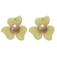 Boucle d'oreille bijoux acrylique, fleur, pour femme, plus de couleurs à choisir, 37x41mm, Vendu par paire