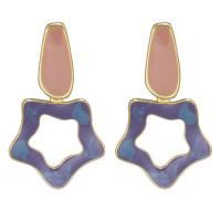 Zinc Alloy Drop Earrings Star gold color plated for woman & enamel & hollow nickel lead & cadmium free Sold By Pair
