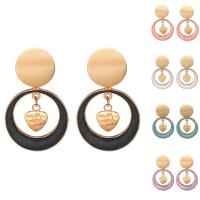 Tibetan Style Drop Earrings, Donut, gold color plated, for woman & enamel, more colors for choice, nickel, lead & cadmium free, 26x42mm, Sold By Pair
