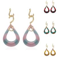Acrylic Jewelry Earring, with Tibetan Style, Teardrop, gold color plated, for woman & hollow, more colors for choice, 29x65mm, Sold By Pair
