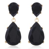 Rhinestone Earring with Zinc Alloy Teardrop gold color plated for woman nickel lead & cadmium free Sold By Pair