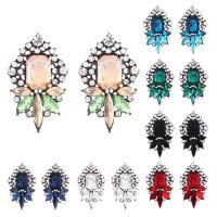 Tibetan Style Drop Earrings, plumbum black color plated, for woman & with rhinestone, more colors for choice, nickel, lead & cadmium free, 22x36mm, Sold By Pair