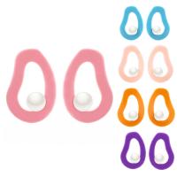 Pendientes de Acrílico, con Perlas plásticas, para mujer & hueco, más colores para la opción, 36x56mm, Vendido por Par