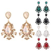 Zinc Alloy Drop Earrings Teardrop plated for woman & with rhinestone nickel lead & cadmium free Sold By Pair