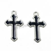 Tibetan Style Cross Pendants, antique silver color plated, Corrosion-Resistant & DIY & enamel, mixed colors, nickel, lead & cadmium free, 37x21x1.60mm, Sold By PC