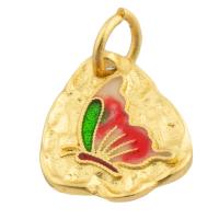 Brass Jewelry Pendants Butterfly gold color plated fashion jewelry & DIY & enamel mixed colors nickel lead & cadmium free Sold By PC