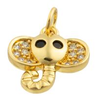 Rhinestone Brass Pendants, Elephant, gold color plated, fashion jewelry & DIY & with rhinestone, nickel, lead & cadmium free, 14x13x3mm, Sold By PC
