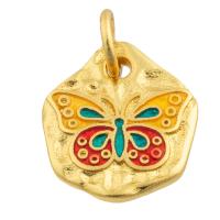 Brass Jewelry Pendants Butterfly gold color plated fashion jewelry & DIY & enamel nickel lead & cadmium free Sold By PC