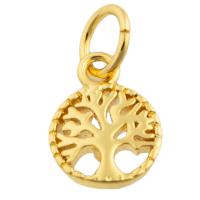 Brass Jewelry Pendants, Tree, gold color plated, fashion jewelry & DIY, nickel, lead & cadmium free, 10x7x1mm, Sold By PC