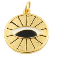Brass Jewelry Pendants, Round, gold color plated, fashion jewelry & DIY & enamel, mixed colors, nickel, lead & cadmium free, 19x17x2mm, Sold By PC