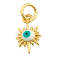 Evil Eye Pendants, Brass, gold color plated, fashion jewelry & DIY & enamel, mixed colors, nickel, lead & cadmium free, 12x7x1mm, Sold By PC