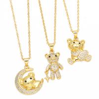 Cubic Zircon Micro Pave Brass Necklace, with 5cm extender chain, Bear, plated, fashion jewelry & different designs for choice & micro pave cubic zirconia, gold, nickel, lead & cadmium free, Length:45 cm, Sold By PC