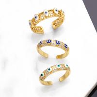 Evil Eye Smykker Finger Ring, Messing, forgyldt, mode smykker & forskellige design til valg & Micro Pave cubic zirconia, flere farver til valg, nikkel, bly & cadmium fri, 5mm, Indvendig diameter:Ca. 17mm, Solgt af PC