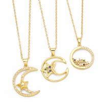 Cubic Zircon Micro Pave Brass Necklace with 5cm extender chain plated fashion jewelry & micro pave cubic zirconia golden nickel lead & cadmium free Length 45 cm Sold By PC