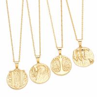 Brass Necklace with 5cm extender chain 12 Signs of the Zodiac plated fashion jewelry golden nickel lead & cadmium free Length 45 cm Sold By PC