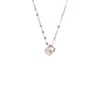 Titanium Steel Necklace with 2inch extender chain Cube rose gold color plated for woman & with rhinestone & hollow Length Approx 15.7 Inch Sold By PC