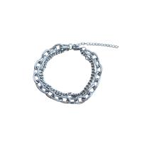 Acier titane bracelet, avec 2inch chaînes de rallonge, Double couche & bijoux de mode & unisexe, couleur originale, Longueur:Environ 6.7 pouce, Vendu par PC