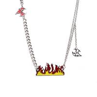 Titanstahl Halskette, mit Zinklegierung Anhänger, mit Verlängerungskettchen von 2inch, Feuer, unisex & Emaille, Länge:ca. 19.7 ZollInch, verkauft von PC
