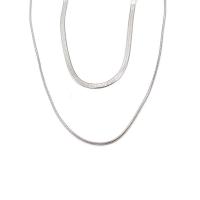 Acier titane collier, avec 2inch chaînes de rallonge, Double couche & unisexe & chaîne serpent, couleur originale, Longueur:Environ 15 pouce, Environ 18.1 pouce, Vendu par PC