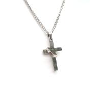 Titanium Steel Necklace with 2inch extender chain Cross Vacuum Ion Plating fashion jewelry & Unisex & with letter pattern Length Approx 27.6 Inch Sold By PC