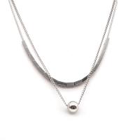 Titanium Steel Necklace with 2inch extender chain Round Double Layer & Unisex & oval chain original color Length Approx 18.3 Inch Approx 19.5 Inch Sold By PC
