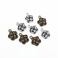 Tibetan Style Flower Pendants, Rose, plated, vintage & DIY, more colors for choice, nickel, lead & cadmium free, 15x12x4mm, Approx 100PCs/Bag, Sold By Bag