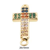 Cubic Zirconia Micro Pave Brass Connector Cross high quality gold color plated DIY & micro pave cubic zirconia nickel lead & cadmium free Approx 2mm Approx Sold By Lot