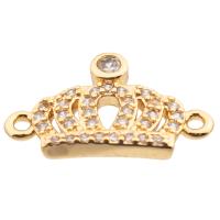 Cubic Zirconia Micro Pave Brass Connector, Crown, high quality gold color plated, DIY & micro pave cubic zirconia, nickel, lead & cadmium free, 9x16x2mm, Hole:Approx 2mm, Approx 20PCs/Lot, Sold By Lot