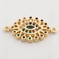 Cubic Zirconia Micro Pave Brass Connector, high quality gold color plated, DIY & micro pave cubic zirconia, nickel, lead & cadmium free, 13x23x2mm, Hole:Approx 2mm, Approx 20PCs/Lot, Sold By Lot
