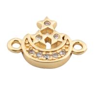 Cubic Zirconia Micro Pave Brass Connector, high quality gold color plated, DIY & micro pave cubic zirconia, nickel, lead & cadmium free, 11x14x2mm, Hole:Approx 2mm, Approx 20PCs/Lot, Sold By Lot