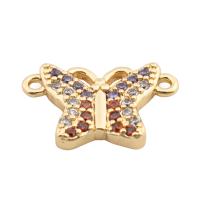 Cubic Zirconia Micro Pave Brass Connector, Butterfly, high quality gold color plated, DIY & micro pave cubic zirconia, nickel, lead & cadmium free, 15x10x2mm, Hole:Approx 2mm, Approx 20PCs/Lot, Sold By Lot