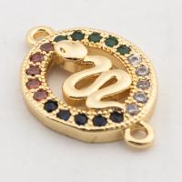Brass Jewelry Connector, high quality gold color plated, DIY & micro pave cubic zirconia, nickel, lead & cadmium free, 17x11x3mm, Hole:Approx 2mm, Approx 20PCs/Lot, Sold By Lot