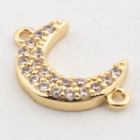 Cubic Zirconia Micro Pave Brass Connector Moon high quality gold color plated DIY & micro pave cubic zirconia nickel lead & cadmium free Approx 2mm Approx Sold By Lot