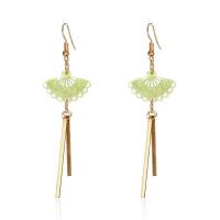 Zinc Alloy Drop Earrings with Resin Fan gold color plated for woman nickel lead & cadmium free Sold By Pair