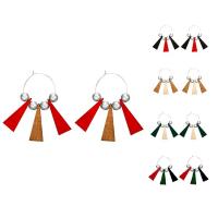 Zinc Alloy Drop Earrings with Wood silver color plated for woman nickel lead & cadmium free Sold By Pair