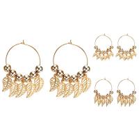 Zinc Alloy Drop Earrings Leaf gold color plated & for woman golden nickel lead & cadmium free Sold By Pair