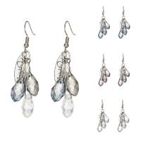 Kristallen oorbellen, Kristal, met Zinc Alloy, silver plated, voor vrouw, meer kleuren voor de keuze, 16x62mm, Verkocht door pair