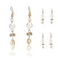 Zinklegierung Ohrringe, mit Kunststoff Perlen, goldfarben plattiert, Unterschiedliche Form zur Auswahl & für Frau, keine, frei von Nickel, Blei & Kadmium, 9x58mm, verkauft von Paar