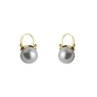 Brass Leverback Earring with Plastic Pearl Round gold color plated for woman nickel lead & cadmium free 14mm Sold By Pair