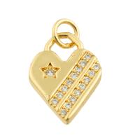 Rhinestone Brass Pendants, Heart, gold color plated, fashion jewelry & DIY & with rhinestone, nickel, lead & cadmium free, 17x12x2mm, Sold By PC