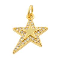Rhinestone Brass Pendants Star gold color plated fashion jewelry & DIY & with rhinestone nickel lead & cadmium free Sold By PC