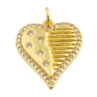 Rhinestone Brass Pendants, Heart, gold color plated, fashion jewelry & DIY & with rhinestone, nickel, lead & cadmium free, 20x17x1mm, Sold By PC