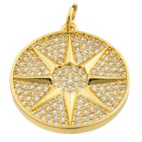 Rhinestone Brass Pendants, Round, gold color plated, fashion jewelry & DIY & with rhinestone, nickel, lead & cadmium free, 20x22x2mm, Sold By PC